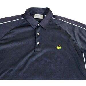 Masters Performance Polo‎ Shirt Men's XL Black White Striped Golf Shirt Logo
